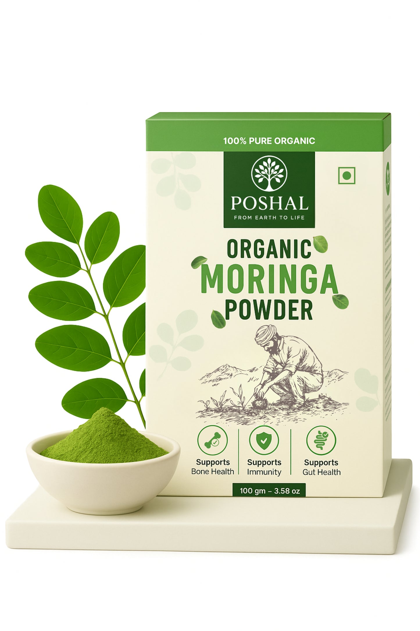 Poshal Organic Moringa Powder - 100g